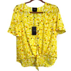 Boho Yellow Floral Blouse | Boutique Spring Top | Lightweight | Size M  *2129